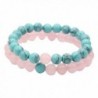 UEUC Distance Couples His and Hers Couple Bracelets Pink Quartz&Blue Howlite Stones Christmas Gift - C912OB9YPYO