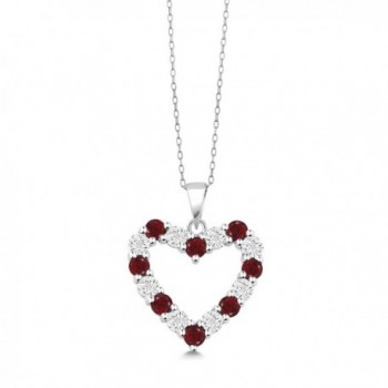 Diamond Garnet Sterling Pendant Necklace