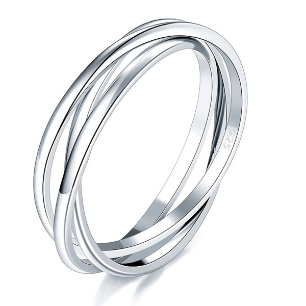 925 Sterling Silver Ring Triple Interlocked Rolling High Polish Tarnish Resistant Wedding Band Stackable Ring Cv12myqq7ms 