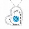 Aquamarine Swarovski Birthstone Necklace Anniversary - Aquamarine March Birthstone Heart Necklace - CY1836Y6HTK