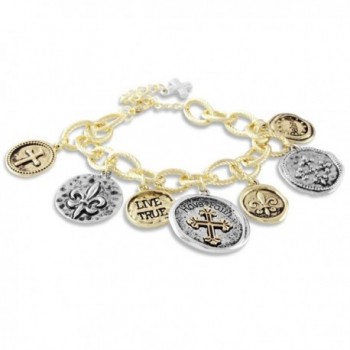Textured Charm Bracelet Coins Faith
