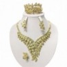 Moochi 18K Yellow Gold Plated Crystal Embedded Leaf Shape Scarf Necklace Jewelry Set - C312O05V7MF