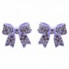 Fashion Crystal Pave Bow Ribbon Stud Earrings Purple - CT118TQMC73