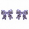 Fashion Crystal Pave Bow Ribbon Stud Earrings Purple - CT118TQMC73