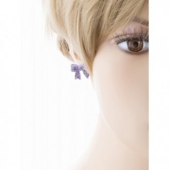 Fashion Crystal Ribbon Earrings Purple