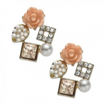 American Rag Earrings- Gold-Tone Simulated Pearl Misty Rose Cluster Stud Earrings - CE11N14RD31