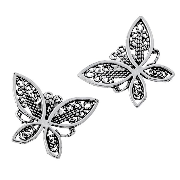 Jewelry 925 Sterling Silver Butterfly Wings Flower Earrings for Women ...