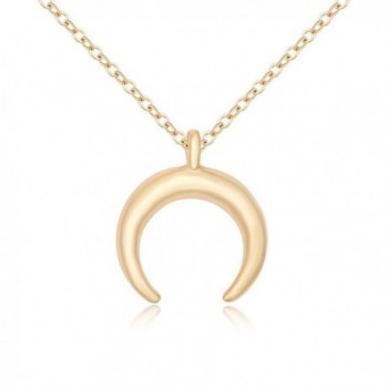 TUSHUO Simple Double Horn Pendent Crescent Moon Bohemia Long Necklace for Couples-Adjustable Chain 18inch - C1188GSMKAN