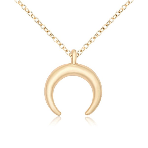 TUSHUO Simple Double Horn Pendent Crescent Moon Bohemia Long Necklace for Couples-Adjustable Chain 18inch - C1188GSMKAN
