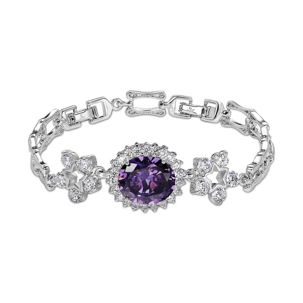 OKAJEWELRY 10.28Ct Oval Cut Sapphire Cubic Zirconia CZ 8.2" Flower Tennis Bracelet 8.2 Inches - CL11ZYHYC05