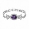 OKAJEWELRY 10.28Ct Oval Cut Sapphire Cubic Zirconia CZ 8.2" Flower Tennis Bracelet 8.2 Inches - CL11ZYHYC05