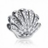 The Kiss Shell With Clear CZ 925 Sterling Silver Bead Fits European Charm Bracelet - CP17Y0CL43A