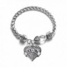 Ukraine Pave Heart Charm Bracelet Silver Plated Lobster Clasp Clear Crystal Charm - CE123I3ML1N