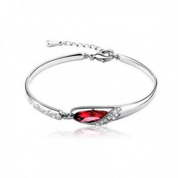 KATGI Fashion 18K White Gold Plated Elegant Gem Austrian Red Crystal Bangle Bracelet - CS11MLBAMXH