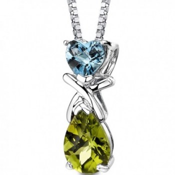 Swiss Blue Topaz and Peridot Pendant Necklace Sterling Silver 3.00 Carats - CN113RDDBSH