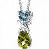 Swiss Blue Topaz and Peridot Pendant Necklace Sterling Silver 3.00 Carats - CN113RDDBSH