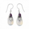 Amethyst and Blue Sea Opal Glass Drop Leaf Sterling Silver Earrings - CC1139WTG8F