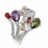 JanKuo Jewelry Rhodium Plated Multi Color Cocktail Rings - CZ123HWPNE7