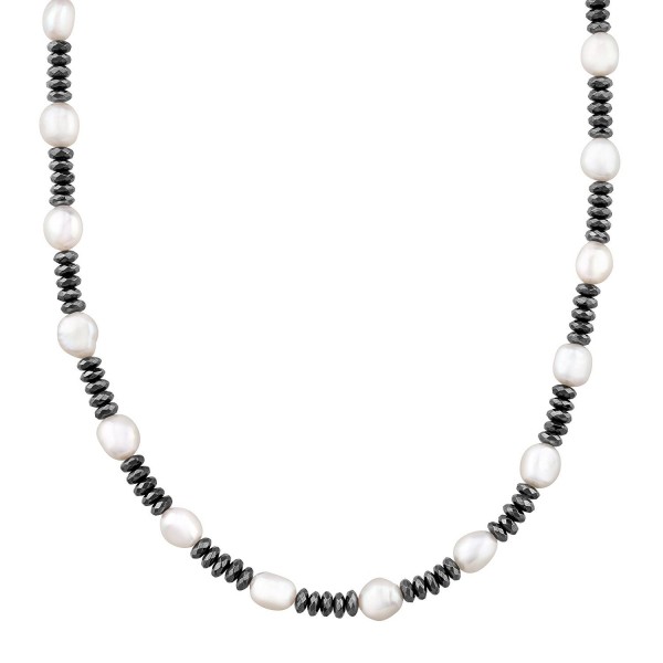 Honora Baroque Freshwater Cultured Pearl & Hematite Strand Necklace in Sterling Silver - CC12G8LXJ9F