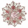 EVER FAITH Austrian Crystal Elegant Winter Snowflake Corsage Brooch Pin - 2 Inch x 2 Inch - Pink - CS11Y7U6VR7