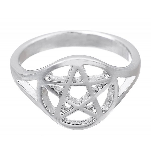 Men's Wiccan Pentacle Pentagram Ring Witchcraft Pagan Women Wide Band Ring Size 7.5 - CO1888L0MUZ