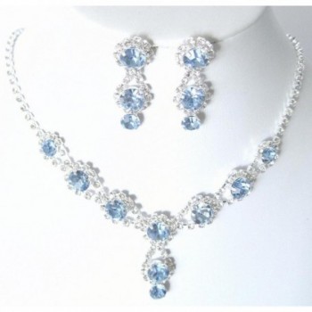 Stunning Y Drop Evening Party Lite Blue Crystal Necklace Earring Bling Rhinestone A3 - CT11FABYOXT