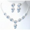 Stunning Y Drop Evening Party Lite Blue Crystal Necklace Earring Bling Rhinestone A3 - CT11FABYOXT