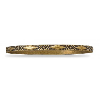 Oxidized Brass 4mm Bangle Bracelet- 8 inch around- Floral and Diamond Pattern - CD18342Q3HM