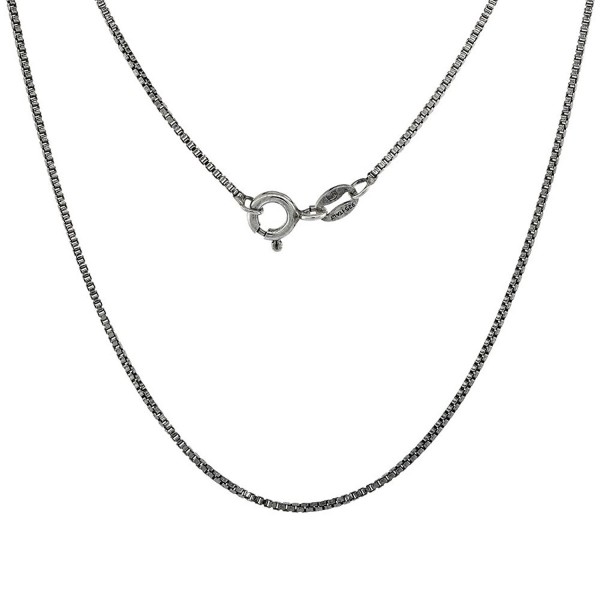 Sterling Silver Box Chain Necklace 1mm Antiqued Finish Nickel Free Italy- Sizes 16 & 18 inch - CF114O5D5D3