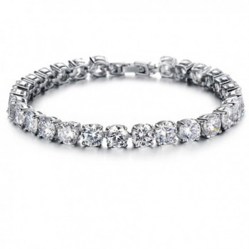 OPK Jewelry Platinum Plated Women Tennis Bracelet with Clear Cubic Zirconia - C2122XUTXM7