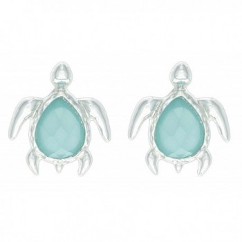 Trendy Jewels Aqua Marine Turtle Stud Earrings - CF17YII80QL