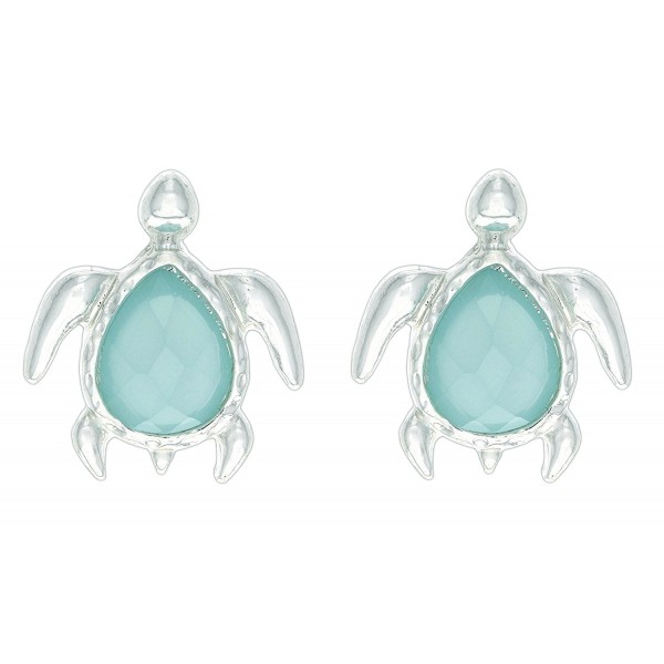 Trendy Jewels Aqua Marine Turtle Stud Earrings - CF17YII80QL