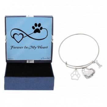Pet Bereavement Gift Dog Cat Always in My Heart Silver-Tone Heart Paw Print Bracelet Jewelry Box - CK12NH09MGA