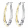Two-tone Hoops Jewelry Gift S925 Sterling Silver Big Circle Hoop Earrings For Women Girls - CM184MWS69M