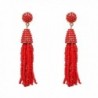 MELUOGE Chic Women's Beaded Tassel Earrings Long Fringe Drop Earrings Dangle 6 Colors - Red - CD184EGTE6C