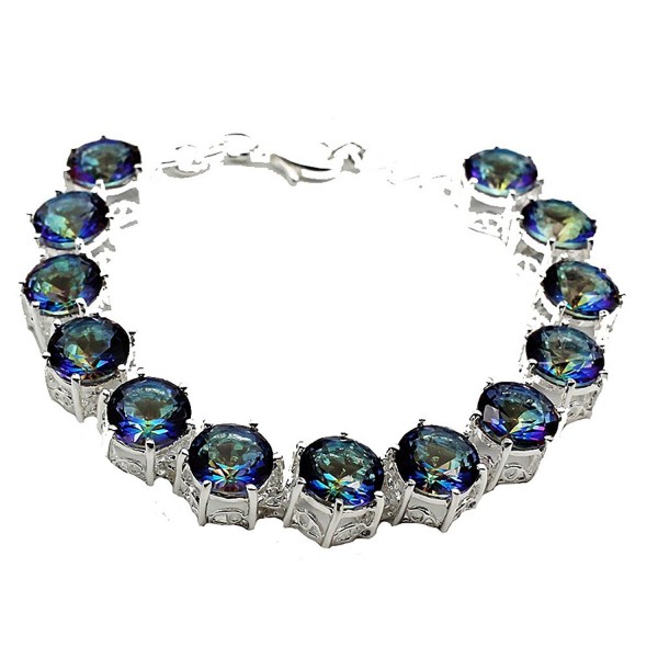 HERMOSA Christmas Gifts Mystic fire Topaz Silver Womens Bracelet 8 inches - CO12JE8B2Z7