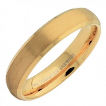 MJ 5mm Gold Plated Tungsten Carbide Brushed Curved With Polished Edges Wedding Band Ring - CK186HYTQ2H
