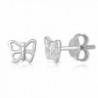 Sterling Silver Open Butterfly Dainty Rhodium Plated Small Stud Earrings Girls Teens Women - C8184AE8YOA