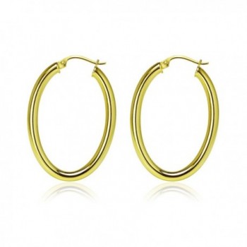 Yellow Flashed Sterling Silver Earrings in Women's Hoop Earrings