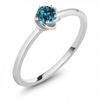 10K White Gold 0.20 Ct Round London Blue Topaz Solitaire Engagement Ring (Available in size 5- 6- 7- 8- 9) - CP12N75028Q