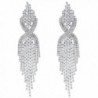 CHRAN Silver Teardrop Crystal Long Tassels Dangle Earrings Sparkling Rhinestone Ladies Gifts - CU1856A6ACK