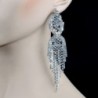 CHRAN Rhinestone Tassels Chandelier Earrings