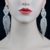 CHRAN Rhinestone Tassels Chandelier Earrings in Women's Drop & Dangle Earrings