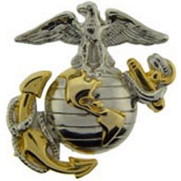 US Marine Corps Emblem- E2- Left Cap Gold Silver USMC Lapel Hat Pin - CR11HCBYLP7