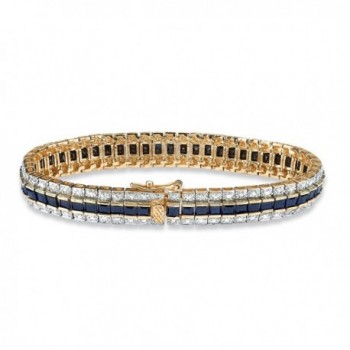 Princess Cut Midnight Sapphire Gold Plated Bracelet