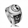 Stainless Steel Ring Band Silver Black Pumpkin Face Rings - titanium-and-stainless-steel - C612N11I696