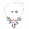 Elegant Colorful Butterfly Necklace Earrings - pink - CJ12FM53A5Z