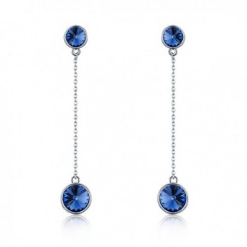SBLING Platinum-Plated Drop Earrings Made with Swarovski Crystals ( 4.25 cttw) - Blue - CC1898TULKA