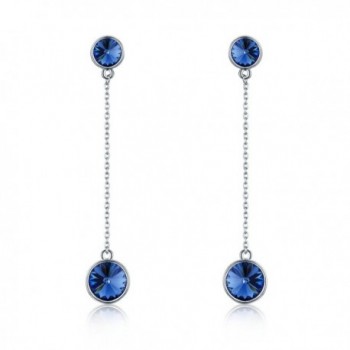 SBLING Platinum-Plated Drop Earrings Made with Swarovski Crystals ( 4.25 cttw) - Blue - CC1898TULKA