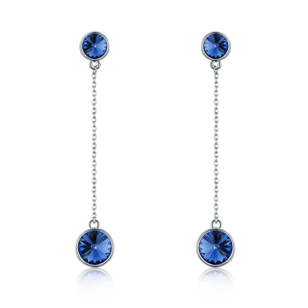 SBLING Platinum-Plated Drop Earrings Made with Swarovski Crystals ( 4.25 cttw) - Blue - CC1898TULKA